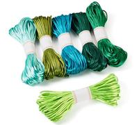 Spritewelry 120m Satin Cord 3mm Polyester Embroidery Thread Chinese Knot Cross Stitch String for Braided Bracelet Jewelry Making Green Blue