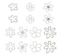 Spritewelry 14 Pcs Alloy Flower Charms Flower Open Back Bezel Pendants Hollow Irregular Geometric Triangle Oval Square Minimalist Bezel Charms for Jewelry Making DIY Craft