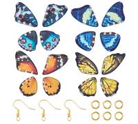 Spritewelry 16 Pcs Butterfly Wing Earring Charms Colorful Dragonfly Insects Wings Pendants with Jump Rings Earrings Hooks for DIY Earring Jewelry Making Kits