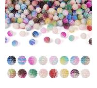 Spritewelry 160Pcs Pearl Bubblegum Beads Colorful Acrylic Bayberry Beads Crystal Disco Ball Round Spacer for Bracelet Necklace Jewelry Making DIY Crafts 12mm
