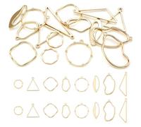 Spritewelry 16Pcs Alloy Open Back Bezel Charms Golden Irregular Geometric Pendants Hollow Triangle Oval Square Minimalist Bezel Charms for DIY Jewelry Making