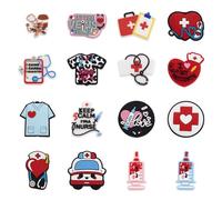 Spritewelry 16Pcs Nurse Theme Silicone Beads for Beaded Pens Cartoon Nurse Clothes Hat Stethoscope Needle Silicone Focal Beads Medicine Rubber Spacer Beads for Jewelry Making DIY Craft