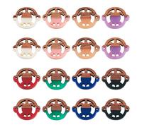 Spritewelry 16pcs Resin Wood Turtle Connector Charms 8 Colors Flat Round Tortoise Charms with Double Hole 18x22.5x3mm Two Tone Animal Charms for DIY Bracelet Earrings Necklace Jewelry Making