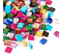 Spritewelry 180Pcs 2 Holes Tila Beads Square Rectangle Glass Seed Beads for Multi-Strand Bracelet Necklace Earring Jewelry Making 9 Colors
