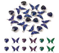 Spritewelry 18pcs Mood Heart Butterfly Charms Changing Color Resin Insect Pendants Glitter Blue Love Butterfly Alloy Charm for Girls DIY Crafts Mood Bracelet Necklace Jewelry Making