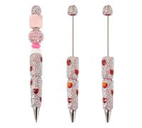 Spritewelry 2 Pcs Glitter Beadable Pens Bling Rhinestone Ballpoint Pen Shaft Heart Diamond Crystal Rollerball Pen for DIY Personalized Pen Office School Supplies Hyacinth