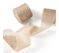 Spritewelry 2 Rolls Polyester Chiffon Rhinestone Ribbon Frayed Raw Edge Ribbon for Invitations Bouquet Gift Wrapping Christmas Wedding Party Home Decor Coffee