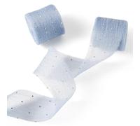 Spritewelry 2 Rolls Polyester Chiffon Rhinestone Ribbon Frayed Raw Edge Ribbon for Invitations Bouquet Gift Wrapping Christmas Wedding Party Home Decor LightSteelBlue