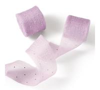 Spritewelry 2 Rolls Polyester Chiffon Rhinestone Ribbon Frayed Raw Edge Ribbon for Invitations Bouquet Gift Wrapping Christmas Wedding Party Home Decor Light Purple