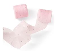 Spritewelry 2 Rolls Polyester Chiffon Rhinestone Ribbon Frayed Raw Edge Ribbon for Invitations Bouquet Gift Wrapping Christmas Wedding Party Home Decor Pink