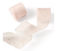 Spritewelry 2 Rolls Polyester Chiffon Rhinestone Ribbon Frayed Raw Edge Ribbon for Invitations Bouquet Gift Wrapping Christmas Wedding Party Home Decor Light Pink