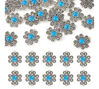 Spritewelry 20 Pcs Tibetan Style Flower Connector Charms Retro Resin Imitation Turquoise Charms Links for DIY Earring Necklace Jewelry Making