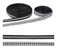 Spritewelry 20 Yards Black and White Gingham Ribbon Tartan Plaid Lace Edge Trim Buffalo Checked Ribbon for Gifts Wrapping Bows DIY Christmas Home Party Decor