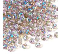 Spritewelry 200Pcs 8mm Crystal Glass Beads Rainbow Plated Faceted Crystal Beads Round Briolette Beads for Bracelets Necklace Jewelry Making Wind Chimes Suncatcher Crafts