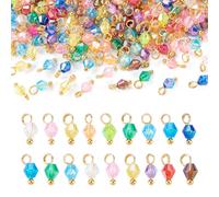 Spritewelry 200Pcs Acrylic Pendants Charms Faceted Rhombus Charms Colorful Decorative Charm with Brass Findings 7mm for DIY Crafts Necklace Bracelet Earring Jewelry Making