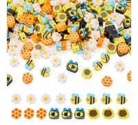 Spritewelry 200Pcs Polymer Clay Beads Flower Bee Honeycomb Beads Friendship Bracelet Craft Bead 9-9.5mm for DIY Necklace Earring Jewelry Supplies Summer Decoration