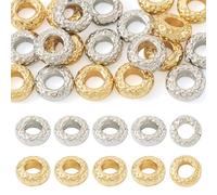 Spritewelry 20Pcs Flat Round Spacer Beads Large Hole European Slide Bracelet Bead Gold Platinum Metal Brass Beads 6x2.5mm for Bracelets Necklace Earring Jewelry Making