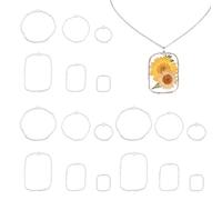Spritewelry 24 Pcs Alloy Open Back Bezel Pendants Rectangle Round Hollow Mold Pendant Pressed Flower Frame Charms for Resin Earrings Necklace Jewelry Making Platinum