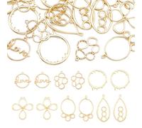 Spritewelry 24 Pcs Open Back Bezel Charms for Resin Golden Irregular Geometric Pendants Hollow Frame Flower Teardrop Round Charms for DIY Jewelry Making