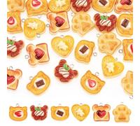 Spritewelry 24Pcs Imitation Food Bread Charm for DIY Jewelry Making Craft