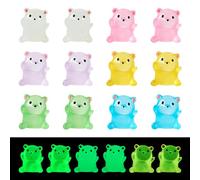 Spritewelry 24Pcs Luminous Resin Bear Ornament Glow in The Dark Mini Animal Figurines for Micro Landscape Garden Bonsai Lawn Home Display Decoration