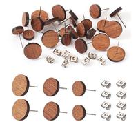 Spritewelry 24Pcs Wooden Ear Studs Natural Walnut Wood Flat Round Stud Earrings with Ear Nuts for Girl Women DIY Earring Jewelry Making