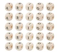 Spritewelry 250Pcs 8mm Wood Initial Letter Beads Cube Wooden Beads Natural Wooden Square Beads A E I O U Loose Beads Craft Letter Spacer Beads for Bracelet Necklace Earring Phone Decor Making