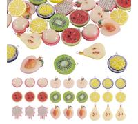 Spritewelry 27 Pcs Fruit Dangle Pendants Peach Apple Orange Pear Resin Charms Hang Ornaments for DIY Keychians Earring Necklace Jewelry Making