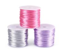 Spritewelry 3 Rolls Satin Nylon Cord String 2mm Rattail Macrame Cord Beading Thread for Chinese Knotting Bracelet Necklace Jewelry Making