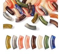 Spritewelry 30 pcs Acrylic Tube Beads for Bracelets Making Shiny Chunky Bamboo Tube Beads Noodle Curved Beads Bangle Acrylic Beads with Glitter for Jewelry Making Friendship Bangles