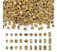 Spritewelry 300pcs Gold Alloy Tibetan Style Spacer Beads for Jewelry Making: Oval, Round, Hexagonal Shapes; 30 Styles; 4~12mm, 3.5~9mm, 1.4~3mm