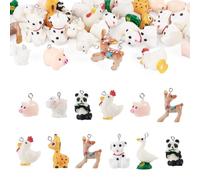 Spritewelry 30Pcs 3D Animal Charms for Jewelry Making Dog Pig Chick Panda Goose Giraffe Charms Cartoon Resin Animal Pendants 12-40mm for Jewelry Making Bracelets Necklace Earrings