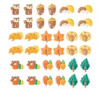Spritewelry 36Pcs Autumn Theme Resin Cabochons 9 Styles Leaf Mushroom Squirrel Tree Acorn Flat Back Beads Cute No Hole Animal Plant Cabochons for DIY Crafts Scrapbooking Hair Clip Phone Case