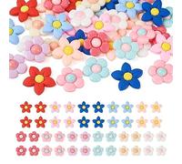 Spritewelry 44Pcs Resin Flower Cabochons 11 Styles Flat Back Opaque Flower Undrilled Self Adhesive Beads Charms Slime Charms Flower Set for Hairpin Phone Case Decor Scrapbooking DIY Craft Ornament