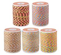 Spritewelry 5 Rolls 4-Ply Polyester Metallic Cord 1.5mm Macrame Braided Thread String for DIY Jewelry Making Sewing Handmade Wall Hangings Party Home Decor Yellow