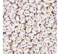 Spritewelry 500Pcs Acrylic Alphabet Beads White Flat Round Letter Bead Loose Spacers for DIY Crafts Friendship Bracelet Necklace Jewelry Making J