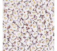 Spritewelry 500Pcs Acrylic Alphabet Beads White Flat Round Letter Bead Loose Spacers for DIY Crafts Friendship Bracelet Necklace Jewelry Making V