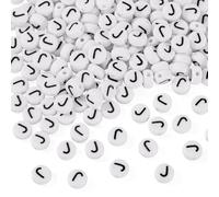 Spritewelry 500Pcs Alphabet Beads White Round Letter J Acrylic Bead Loose Spacers for DIY Crafts Friendship Bracelet Necklace Jewelry Making