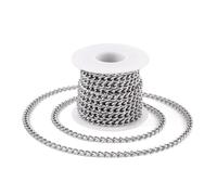 Spritewelry 5M Aluminium Curb Chain Unwelded Cuban Link Chains Silver Plated Twisted Metal Craft Chain for Necklace Bracelet Jewelry Making 7x5x1.5mm