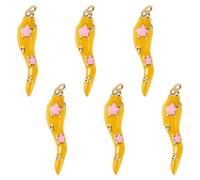 Spritewelry 6 Pcs Mini Peppers Yellow Chili Pepper Charms Mini Hot Pepper Dangle Charms Enamel Italian Horn Cornicello Pendants for Bracelet Earring Necklace Keychain DIY Craft