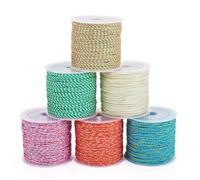 Spritewelry 6 Rolls 1mm Braided Cord Thread Colorful Polycotton Twine Macrame Cord Round Beading String for DIY Crafts Bracelet Necklace Jewelry Making