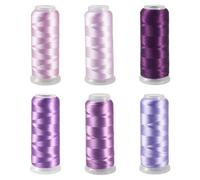 Spritewelry 6 Rolls Embroidery Silk Thread Velvet Silk Floss Purple Polyester Embroidery Machine Thread Strings Kit for Knitting Sewing DIY Crafts 1600m/roll
