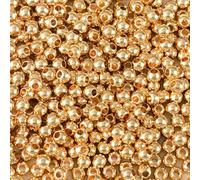 Spritewelry 600 Pcs 3mm 14K Gold Spacer Beads for Bracelet Mini Round Ball Seamless Brass Beads 1mm Hole Tiny Smooth Gold Filled Beads for Jewelry Making Earrings DIY Crafts