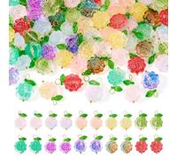 Spritewelry 60Pcs Glass Flower Charms Acrylic Leaf Sunflower Pendants Crystal Floral Bead Charms for DIY Earring Bracelet Necklace Jewelry Making