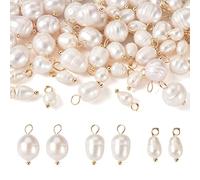 Spritewelry 60Pcs Natural Cultured Freshwater Pearl Pendant Rice Pearl Beads Charms Connectors Links for Earring Bracelet Necklace Jewelry Making