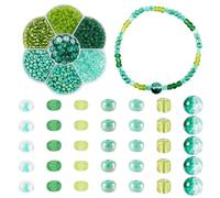 Spritewelry 7 Styles Glass Seed Beads 6/0 Small Bracelet Seed Beads Green Tiny Pony Beads Mini Spacer Loose Beads 8mm Round Glass Beads Smooth Crystal Beads for Jewelry Making