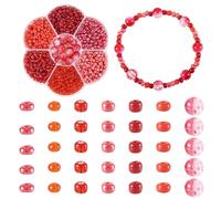 Spritewelry 7 Styles Glass Seed Beads 6/0 Small Bracelet Seed Beads Red Tiny Pony Beads Mini Spacer Loose Beads 8mm Round Glass Beads Smooth Crystal Beads for Jewelry Making Necklace