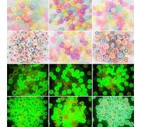 Spritewelry 700Pcs Glow in The Dark Pony Beads Luminous Flat Round Letter Alphabet Acrylic Beads Star Heart Loose Spacer for Jewelry Making
