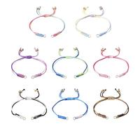 Spritewelry 8 Pcs Adjustable Braided Nylon Cord Bracelets Colorful Half Finished Slider Bracelets Rope String for Link Charms Friendship Couple Jewelry Making