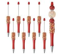 Spritewelry 8 Pcs Beadable Pens Bling Glitter Rhinestone Beaded Pens DIY Plastic Ball-Point Pens Shaft Black Ink Ballpoint Pens for DIY Pen Decorations Supplies Office School - FireBrick